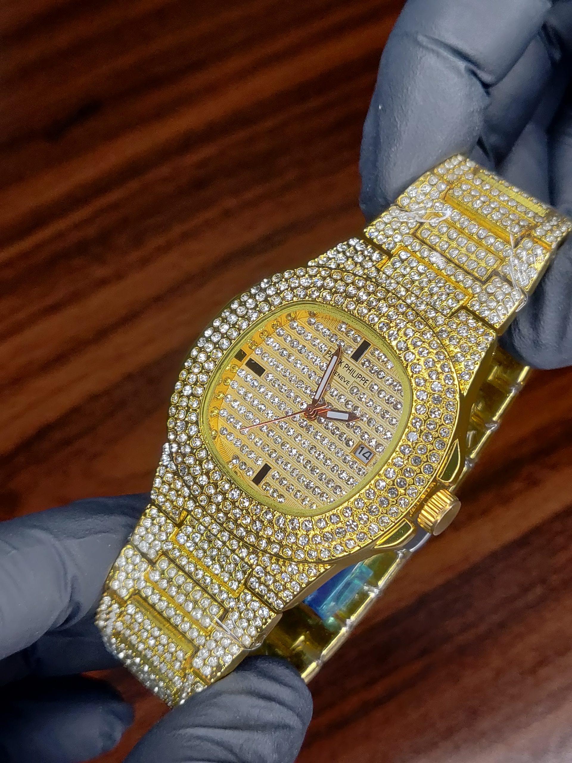 Patek Philippe Iced Out Gold Watch - Image 2