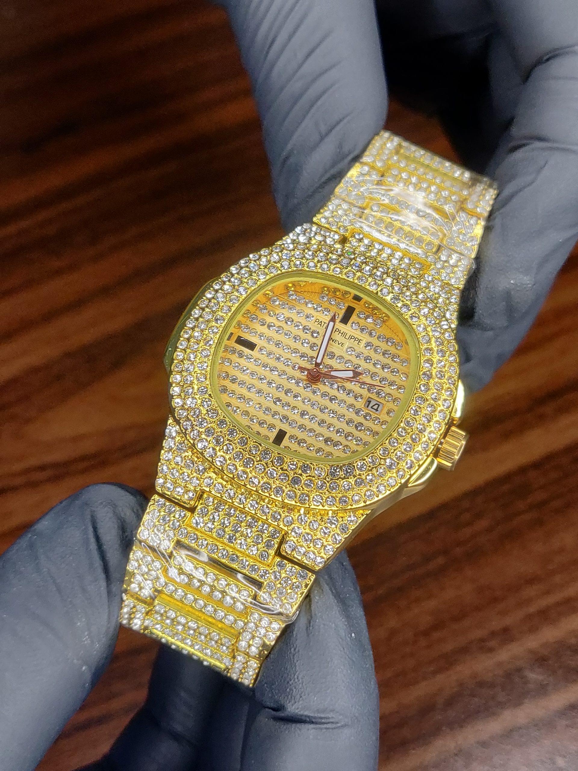 Patek Philippe Iced Out Gold Watch
