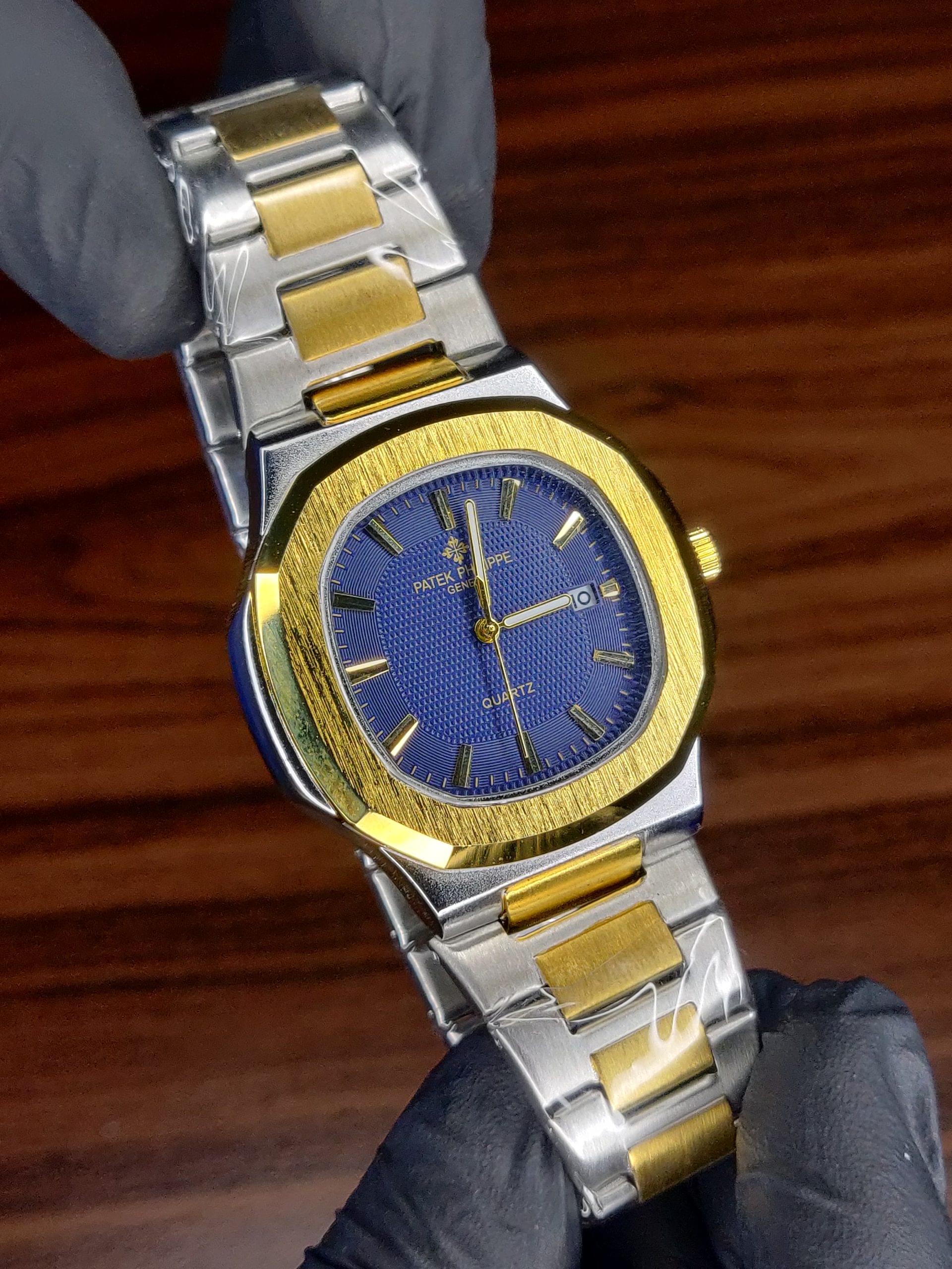 Patek Philippe Nautilus Quartz Two-Tone Watch with Blue Dial – Luxury Redefined - Image 2