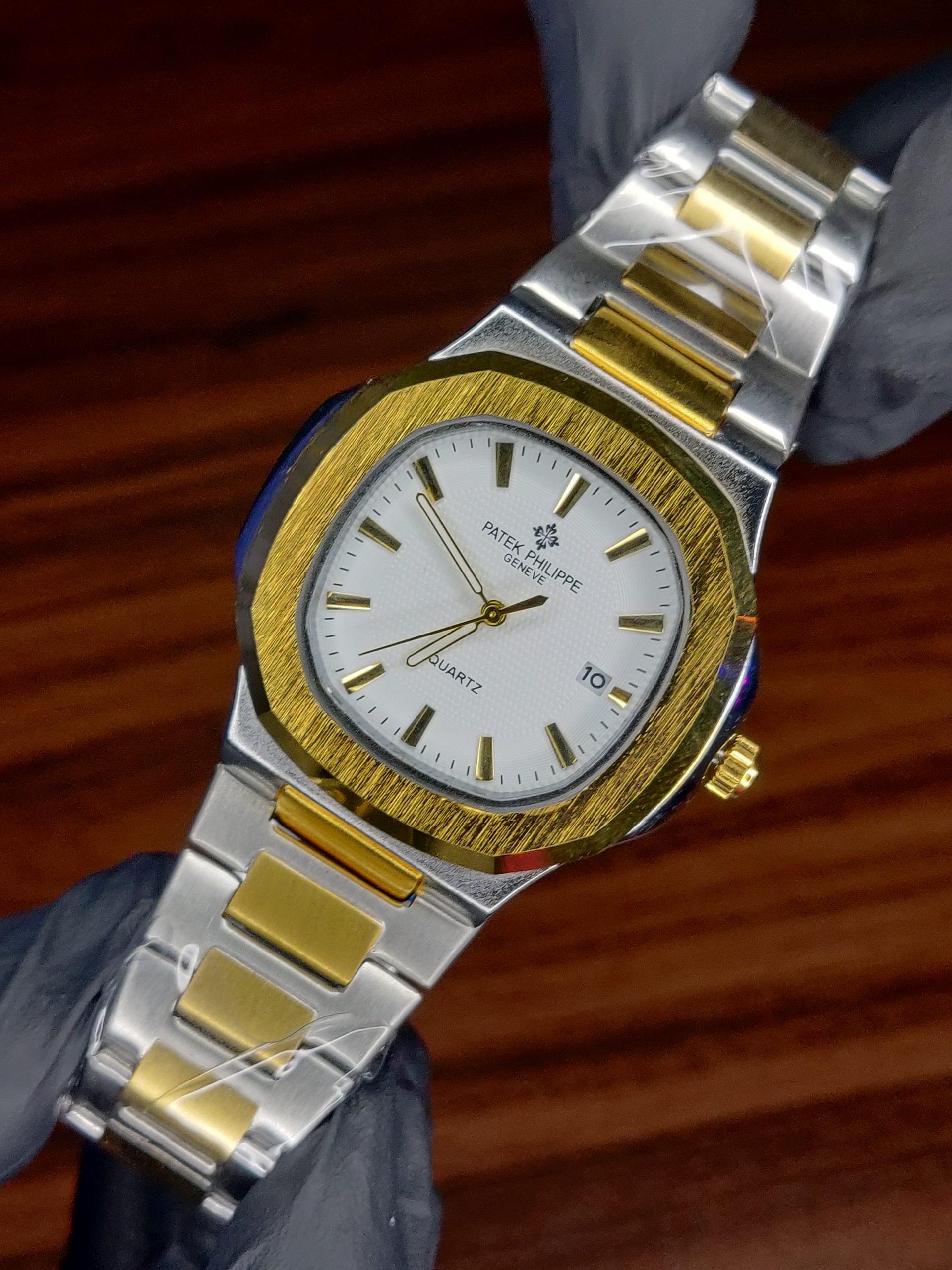 Patek Philippe Geneve Quartz Two-Tone White Dial Watch