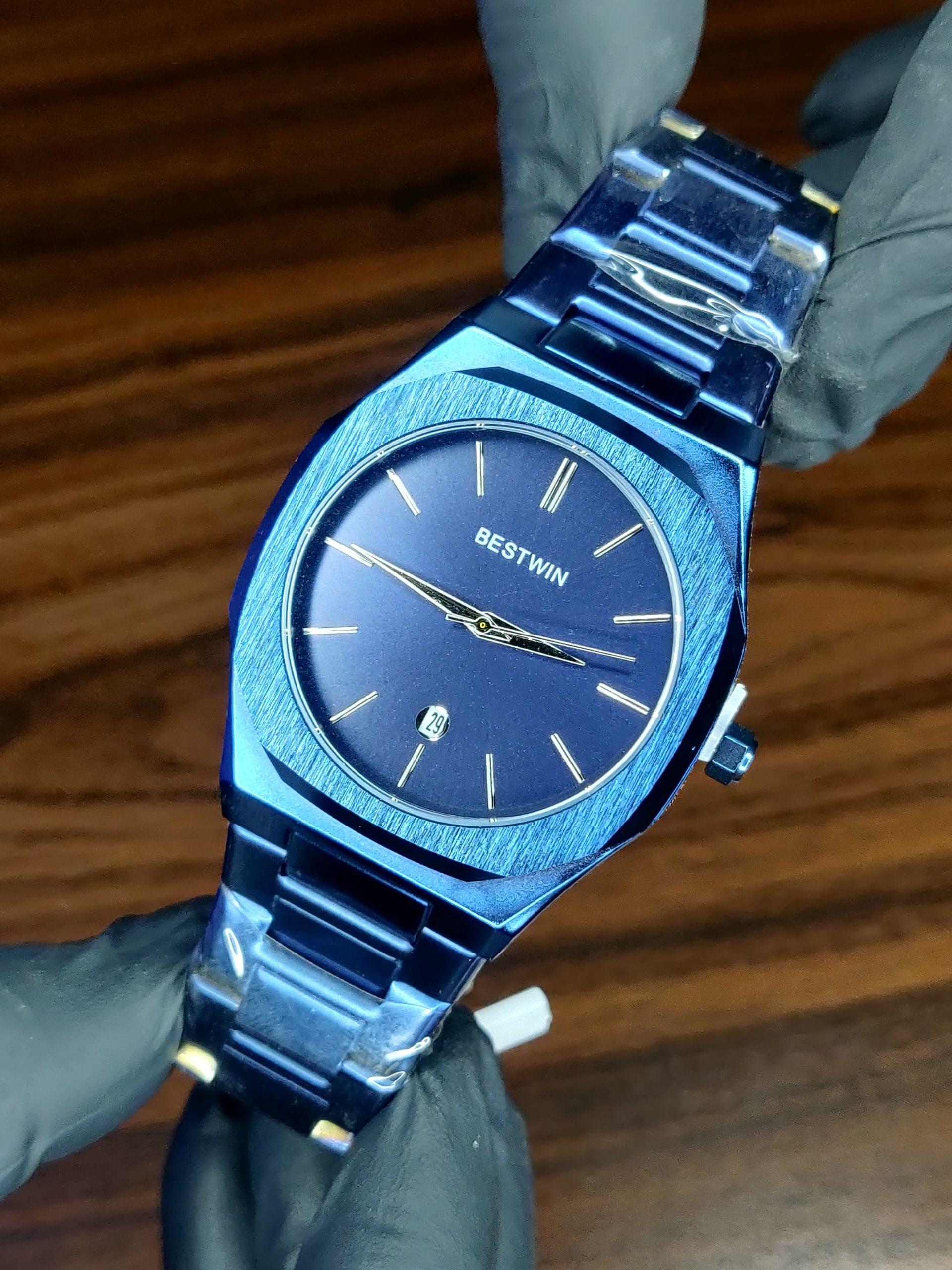 BESTWIN Metallic Blue Luxury Wristwatch