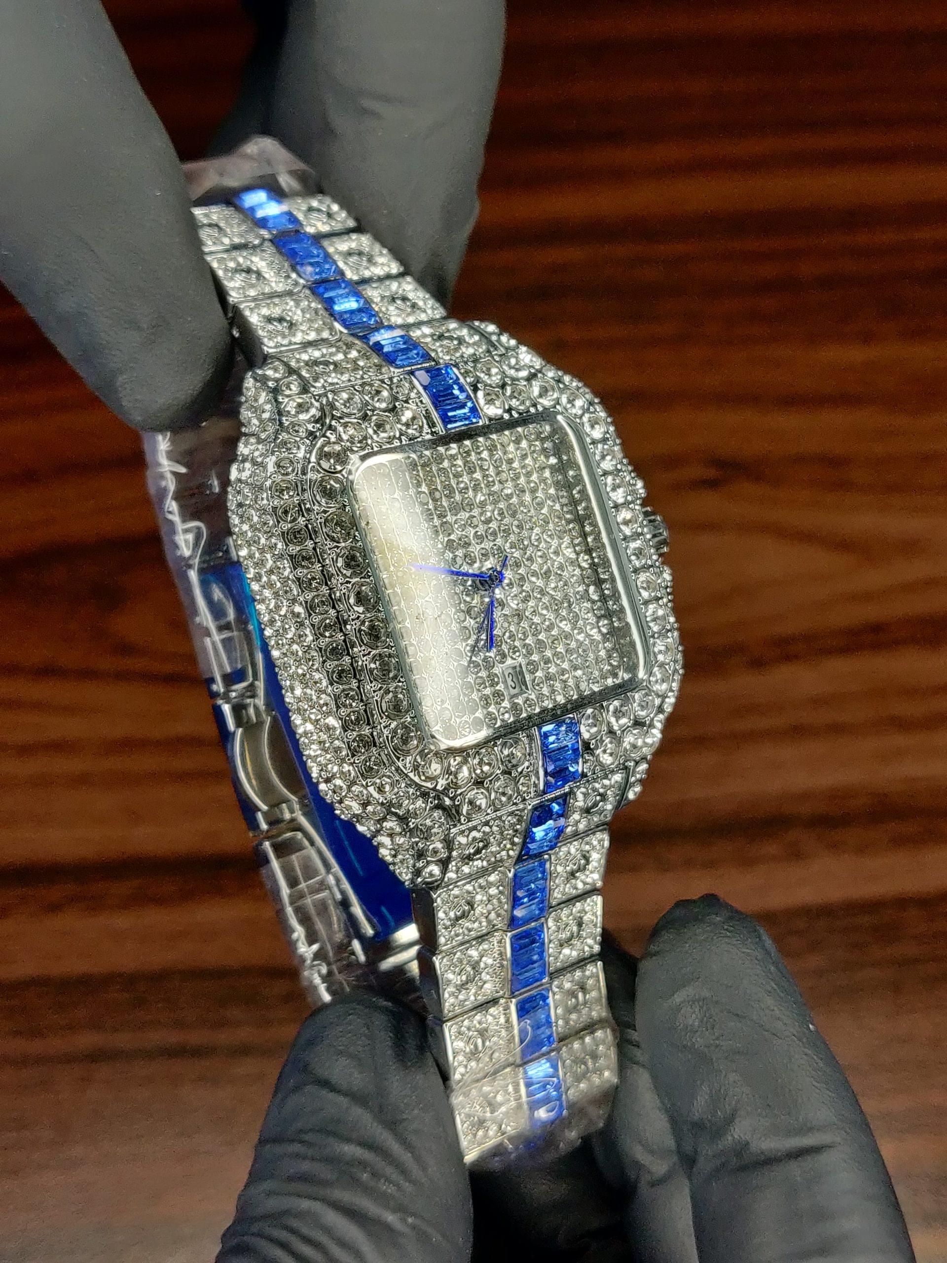 Cartier Diamond and Blue Gemstone Elegance Wristwatch