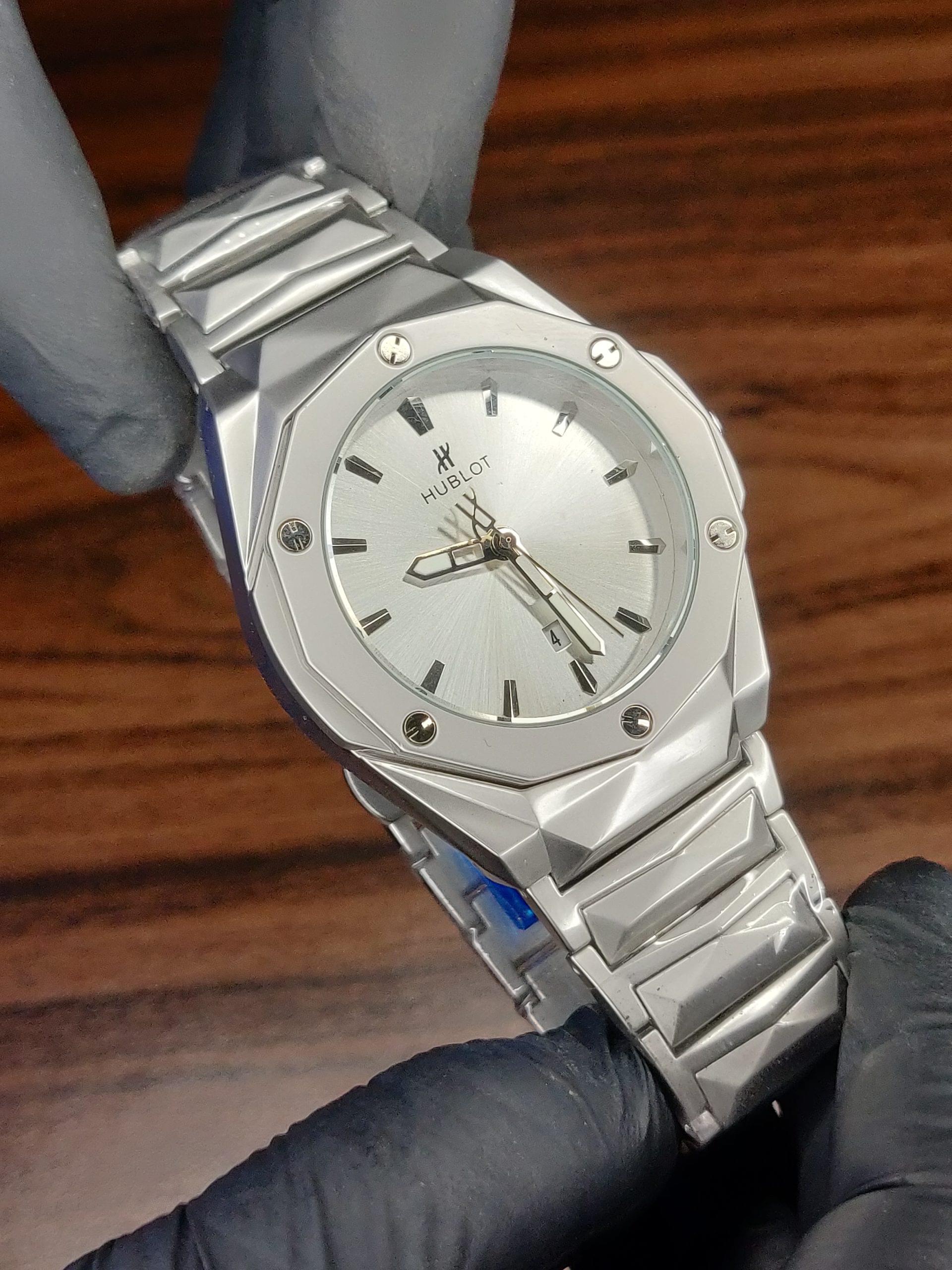 Cartier x Hublot Diamond Cut Stainless Steel Watch - Image 2